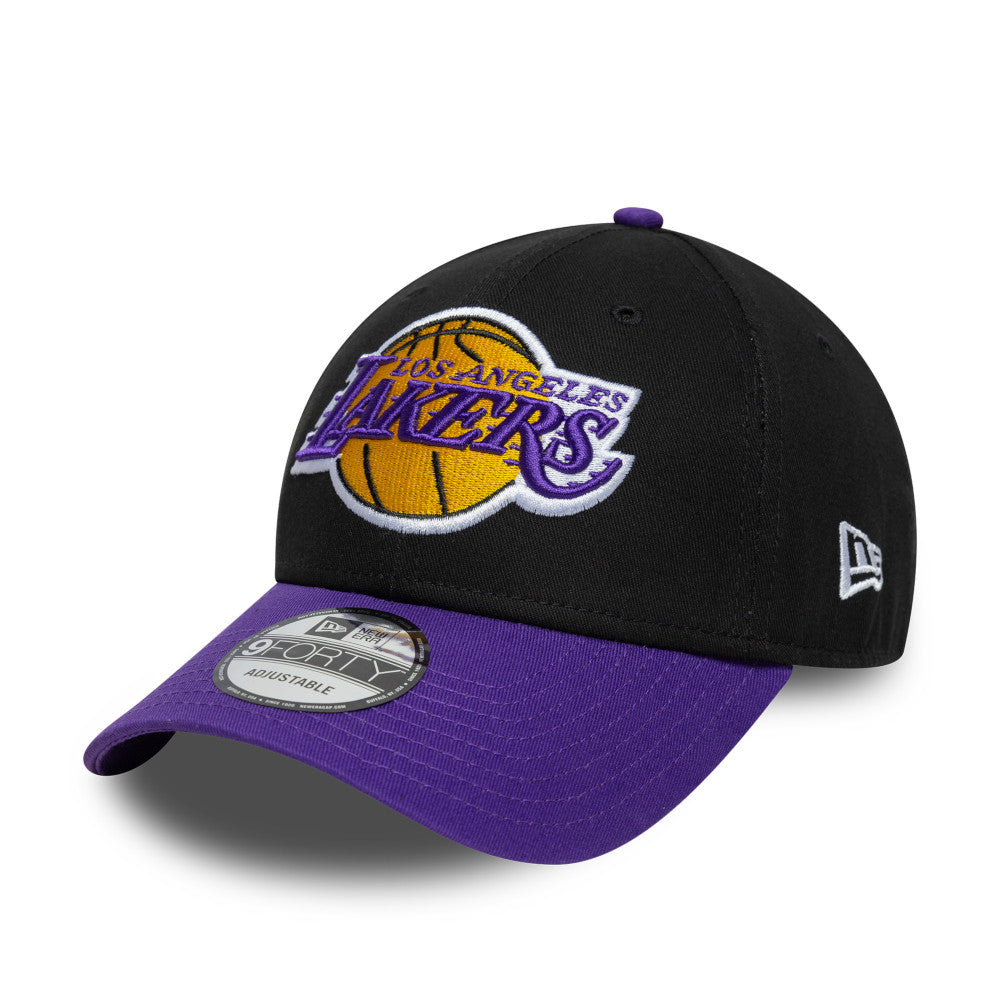 LA Lakers Hat - Side Patch 2Tone Black Purple NBA 9Forty Strapback Cap - New Era